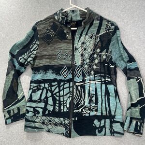 Vintage 90s Y2K Katina Marie Art To Wear Zip Jacket Shirt M USA